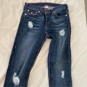 True Religion Pink Stitching super skinny jeans size 28